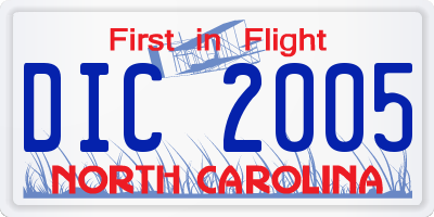 NC license plate DIC2005
