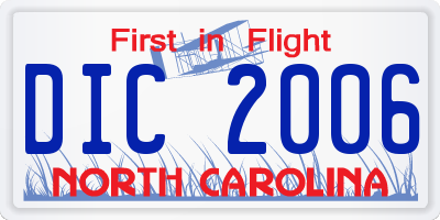 NC license plate DIC2006