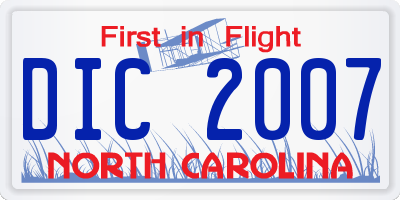 NC license plate DIC2007