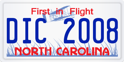 NC license plate DIC2008