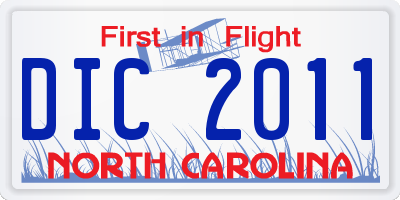 NC license plate DIC2011