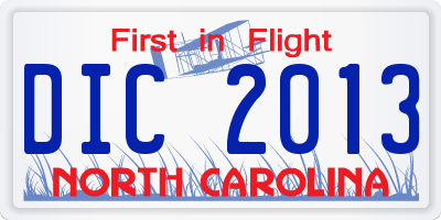 NC license plate DIC2013