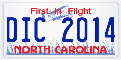 NC license plate DIC2014