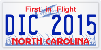 NC license plate DIC2015