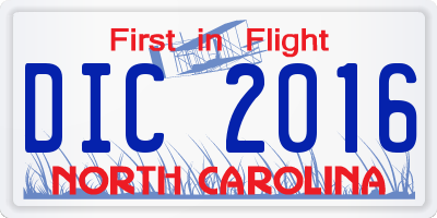 NC license plate DIC2016