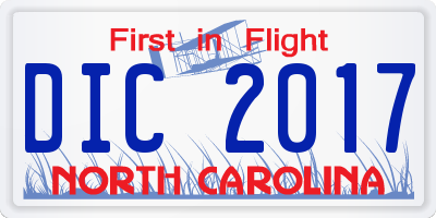 NC license plate DIC2017