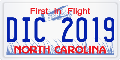 NC license plate DIC2019