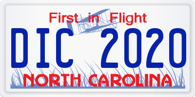 NC license plate DIC2020