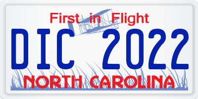 NC license plate DIC2022
