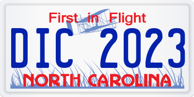 NC license plate DIC2023