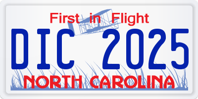 NC license plate DIC2025