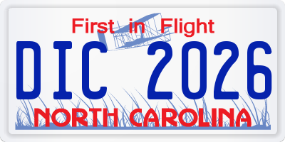 NC license plate DIC2026