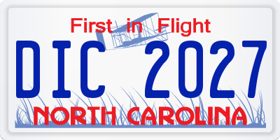 NC license plate DIC2027