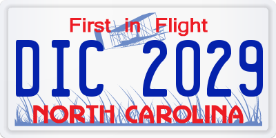 NC license plate DIC2029