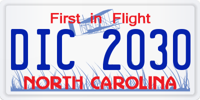 NC license plate DIC2030