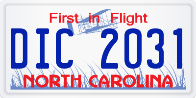 NC license plate DIC2031