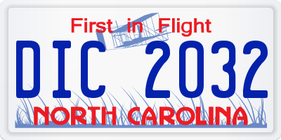 NC license plate DIC2032