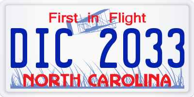NC license plate DIC2033
