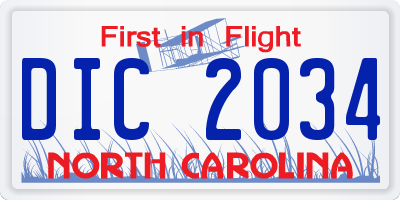 NC license plate DIC2034
