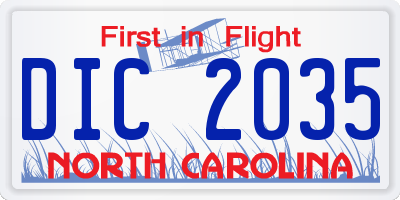 NC license plate DIC2035