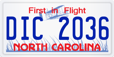 NC license plate DIC2036