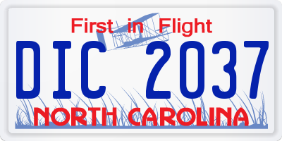 NC license plate DIC2037