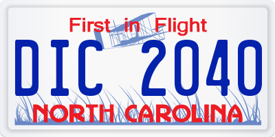 NC license plate DIC2040