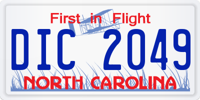 NC license plate DIC2049