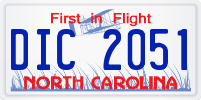 NC license plate DIC2051
