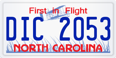 NC license plate DIC2053