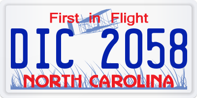 NC license plate DIC2058