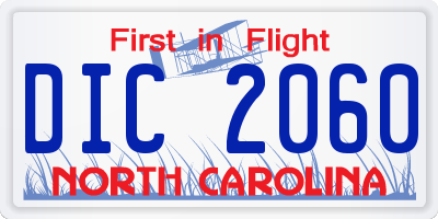 NC license plate DIC2060