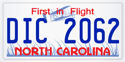 NC license plate DIC2062