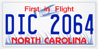 NC license plate DIC2064