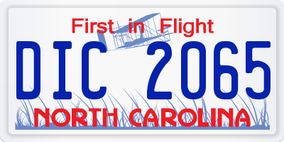 NC license plate DIC2065