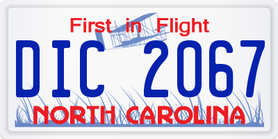 NC license plate DIC2067