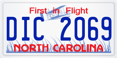 NC license plate DIC2069