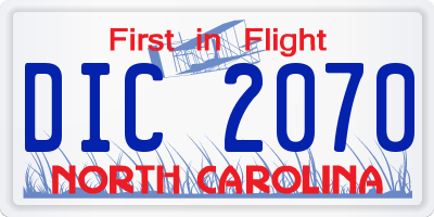 NC license plate DIC2070