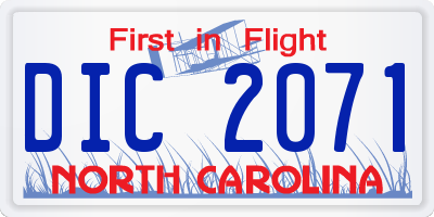 NC license plate DIC2071