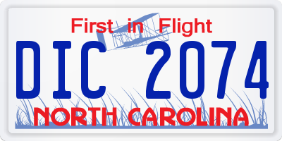 NC license plate DIC2074