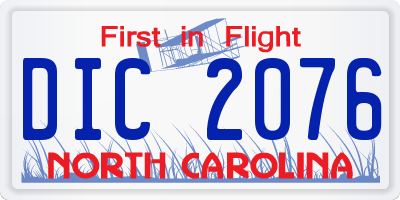 NC license plate DIC2076