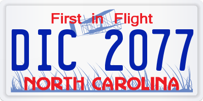 NC license plate DIC2077