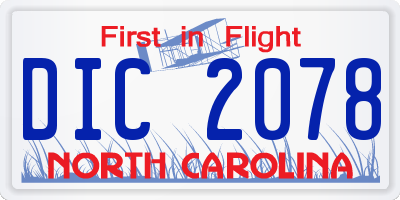 NC license plate DIC2078