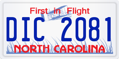 NC license plate DIC2081