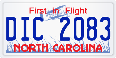 NC license plate DIC2083