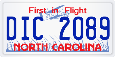 NC license plate DIC2089