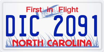NC license plate DIC2091