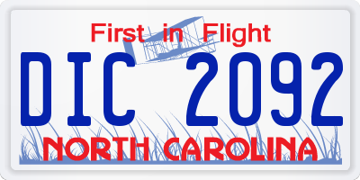 NC license plate DIC2092