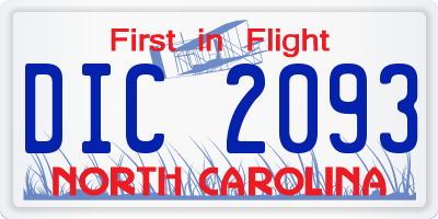 NC license plate DIC2093