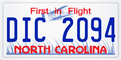 NC license plate DIC2094